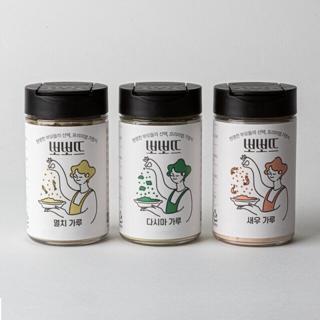 뽀뽀뜨,국산100% 자연맛양념 3종세트(새우+멸치+다시마)